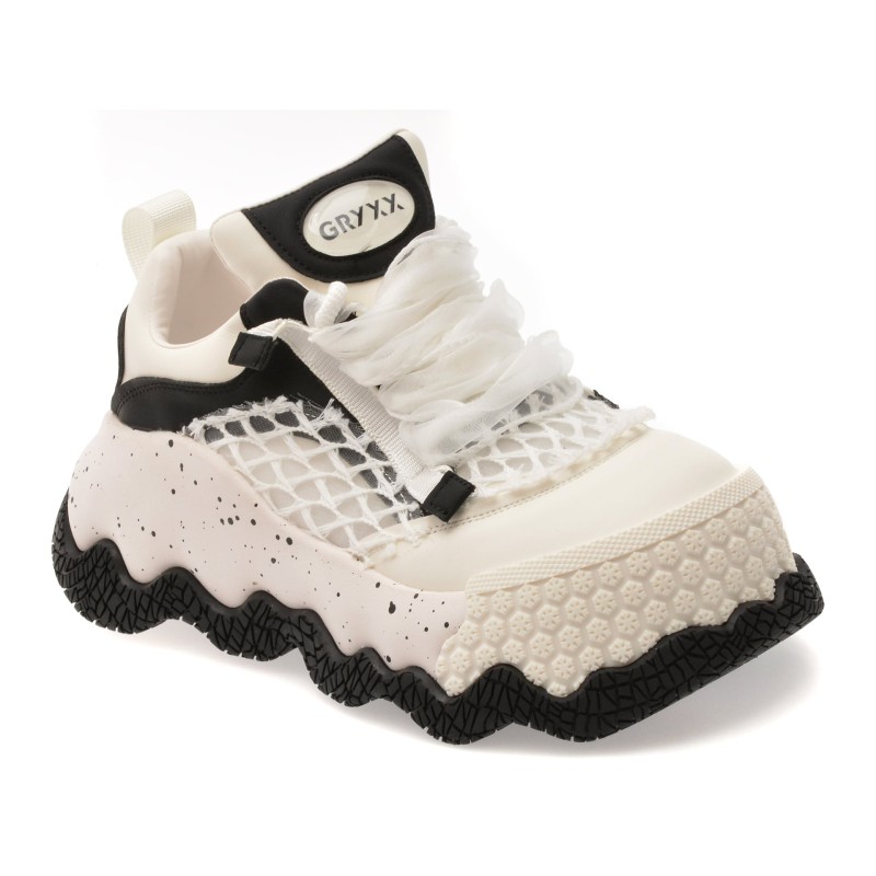 Pantofi sport GRYXX alb-negru, 860, din material textil si piele ecologica