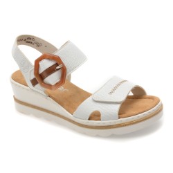 Sandale RIEKER albe, 67476, din piele ecologica