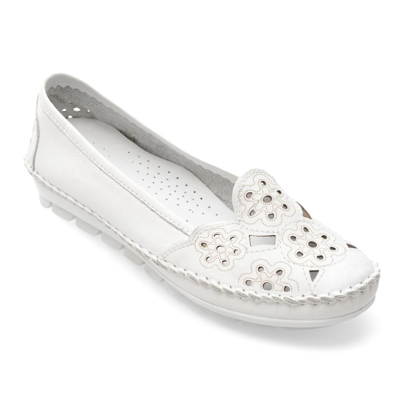 Balerini FLAVIA PASSINI albi, 2336, din piele naturala