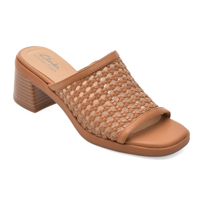 Papuci CLARKS maro, JAYLAN SLIDE, din piele ecologica