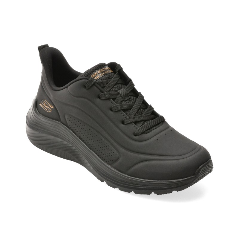 Pantofi sport SKECHERS negri, BOBS SQUAD WAVES, din piele ecologica
