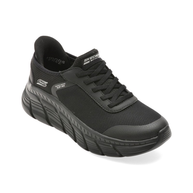 Pantofi sport SKECHERS negri, BOBS B FLEX HI, din material textil
