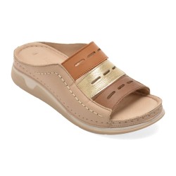 Papuci FLAVIA PASSINI bej, M20, din piele naturala