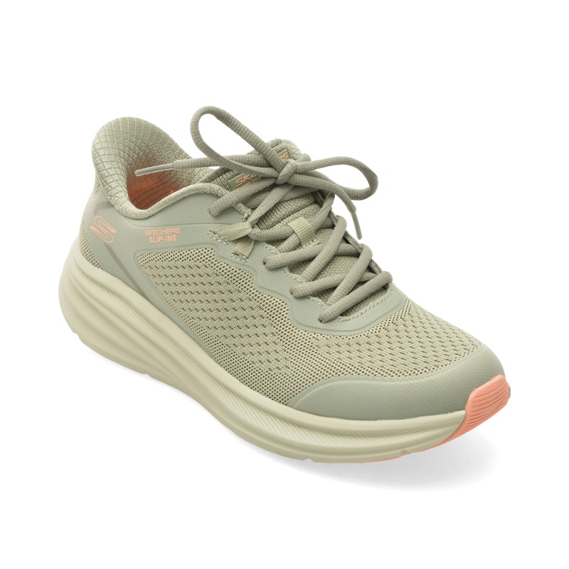 Pantofi sport SKECHERS kaki, BOBS SKILLZ, din material textil