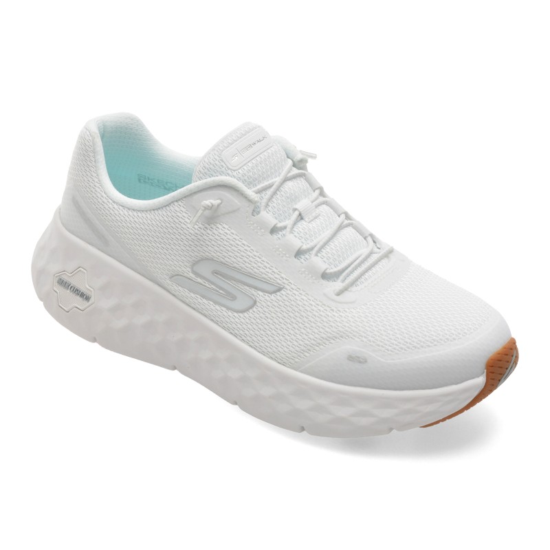 Pantofi sport SKECHERS albi, GO WALK MAX CUSHIONING FLEX, din material textil