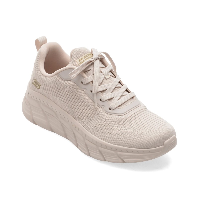 Pantofi sport SKECHERS bej, BOBS B FLEX HI, din material textil