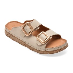 Papuci IMAGE bej, M200, din piele naturala