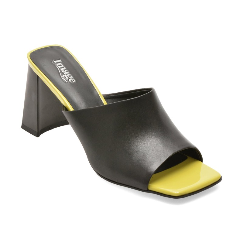 Papuci IMAGE negri, 3F2983, din piele naturala