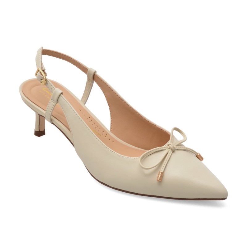 Pantofi eleganti CLARKS bej, ZAREY BOW, din piele naturala