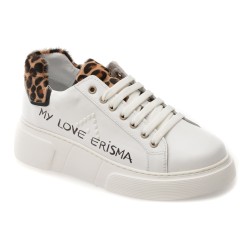 Pantofi sport ERISMA albi, 208907, din piele naturala