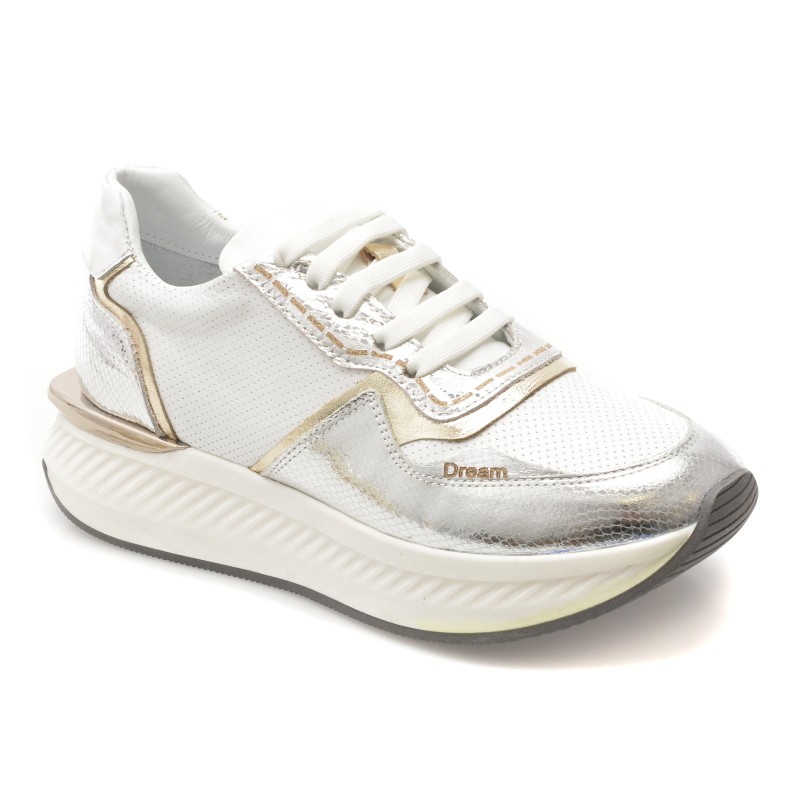 Pantofi sport ERISMA albi, 208926, din piele naturala