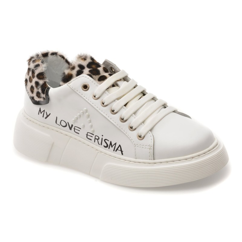 Pantofi sport ERISMA albi, 208907, din piele naturala
