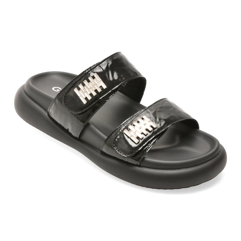 Papuci GRYXX negri, 25201, din piele naturala