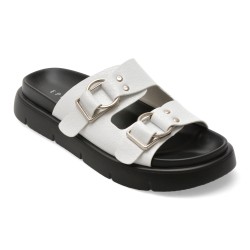 Papuci EPICA albi, WC60009, din piele naturala