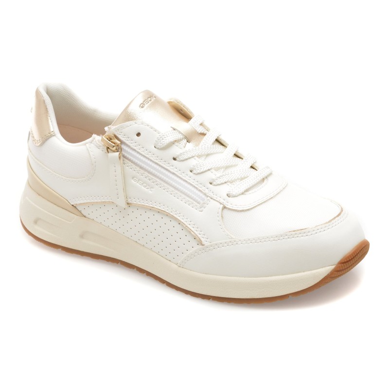 Pantofi sport GEOX albi, D65NQB, din piele ecologica