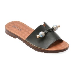 Papuci GRYXX negri, 70448, din piele naturala