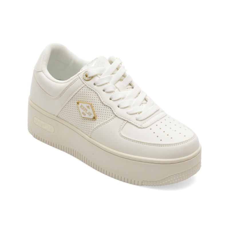 Pantofi sport REPLAY albi, WZ5O45S, din piele ecologica