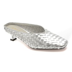 Papuci EPICA argintii, 3721, din piele naturala