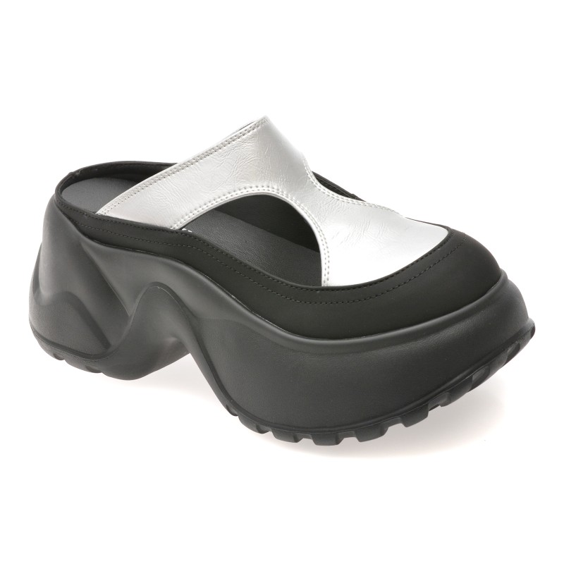 Papuci GRYXX argintii, 6350, din piele naturala