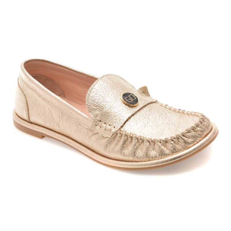 Mocasini GOLD DEER aurii, 3892510, din piele naturala