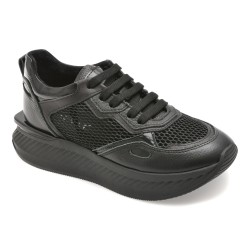 Pantofi sport ERISMA negri, 208962, din material textil si piele naturala