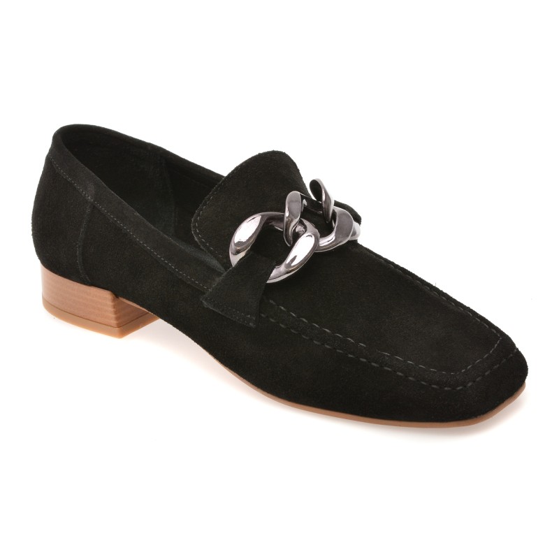 Mocasini GOLD DEER negri, 4534023, din piele intoarsa