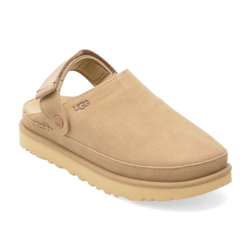 Papuci UGG gri, GOLDEN STAR CLOG, din piele intoarsa
