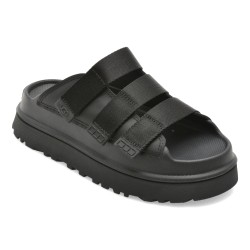 Papuci UGG negri, GOLDENGLOW SLIDE, din piele ecologica