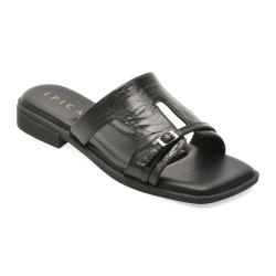 Papuci EPICA negri, 2886, din piele naturala