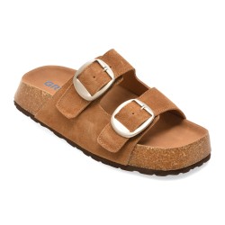 Papuci GRYXX maro, 5219, din piele intoarsa