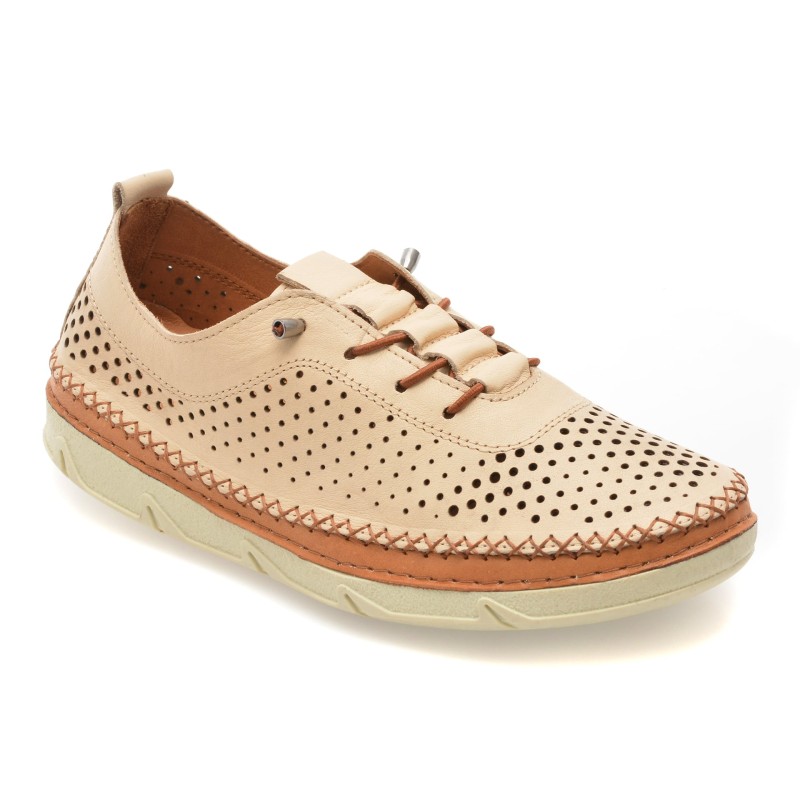 Pantofi GRYXX bej, PM2311, din piele naturala