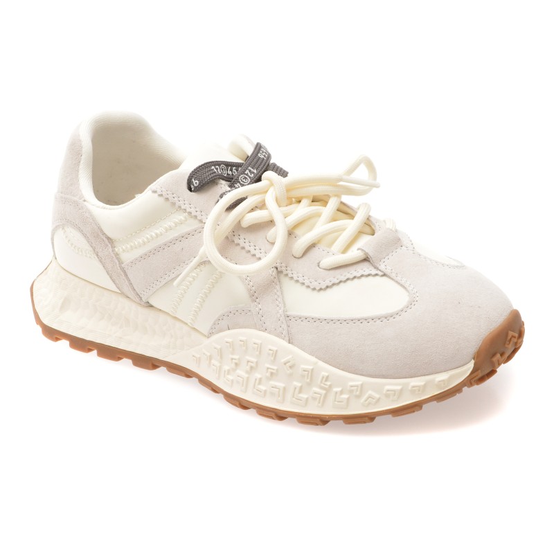 Pantofi sport FLAVIA PASSINI albi, 6677, din material textil si piele naturala