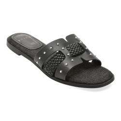 Papuci EPICA negri, 9136, din piele ecologica