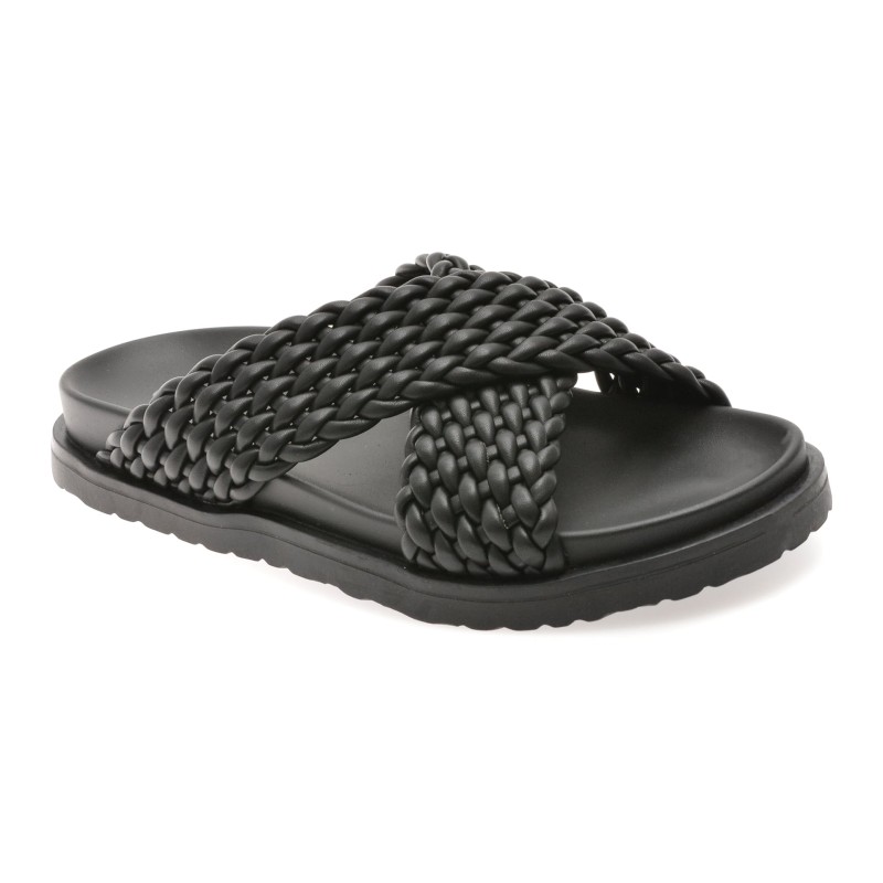 Papuci GRYXX negri, 6119, din piele ecologica