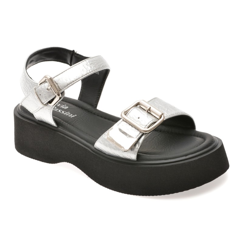 Sandale FLAVIA PASSINI argintii, 51117, din piele ecologica