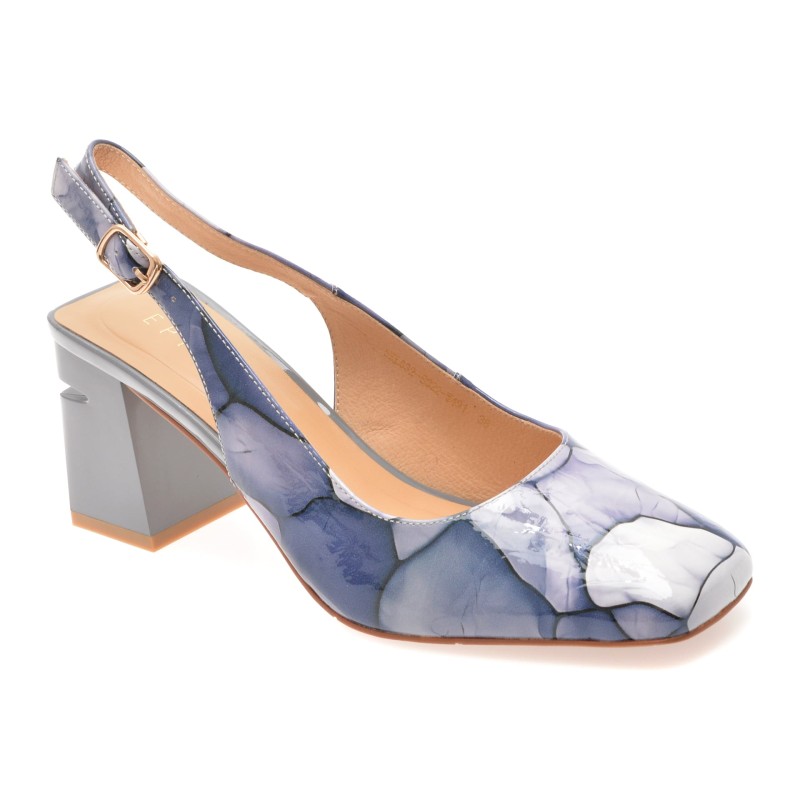 Pantofi eleganti EPICA albastri, 5KL632, din piele naturala lacuita