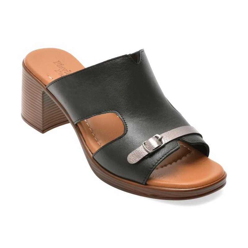 Papuci FLAVIA PASSINI negri, 13138, din piele naturala