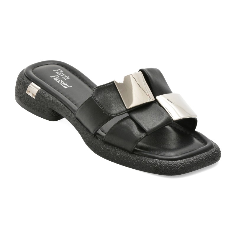 Papuci FLAVIA PASSINI negri, X8962, din piele naturala
