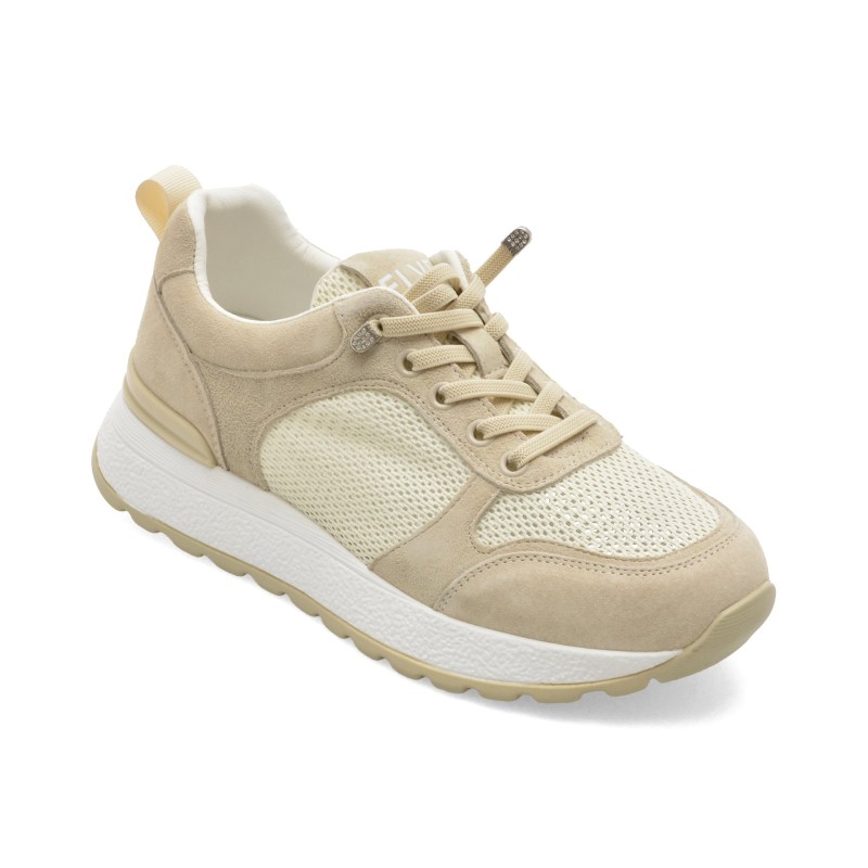 Pantofi sport FLAVIA PASSINI bej, WM12, din material textil si piele naturala