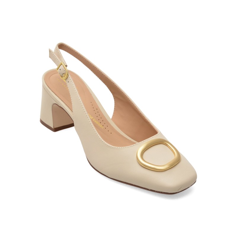 Pantofi eleganti CLARKS bej, FERNIE SLING, din piele naturala