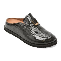 Papuci EPICA negri, 1001303, din piele naturala lacuita