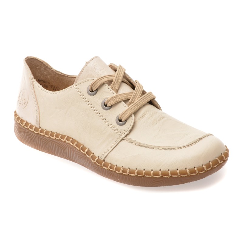 Mocasini RIEKER bej, N2402, din piele naturala