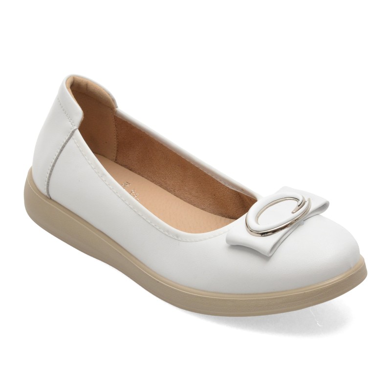 Balerini FLAVIA PASSINI albi, 6521, din piele naturalaa