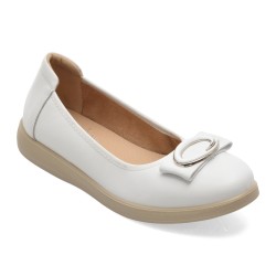 Balerini FLAVIA PASSINI albi, 6521, din piele naturalaa