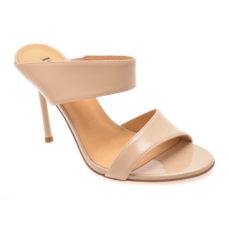 Papuci IMAGE nude, E364001, din piele naturala