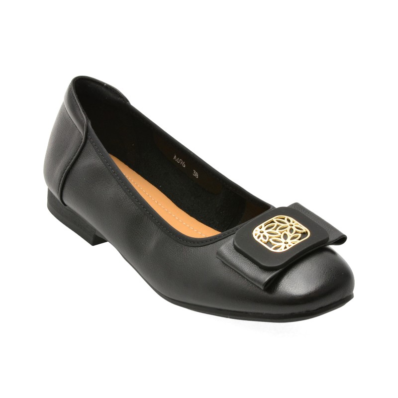Balerini IMAGE negri, A696, din piele naturala
