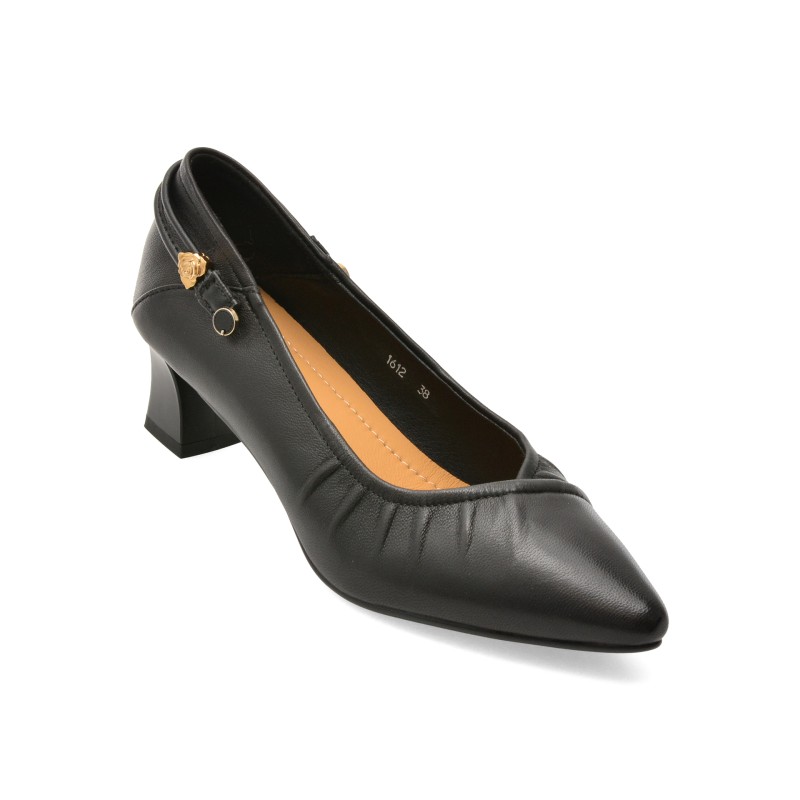 Pantofi eleganti IMAGE negri, 1612, din piele naturala