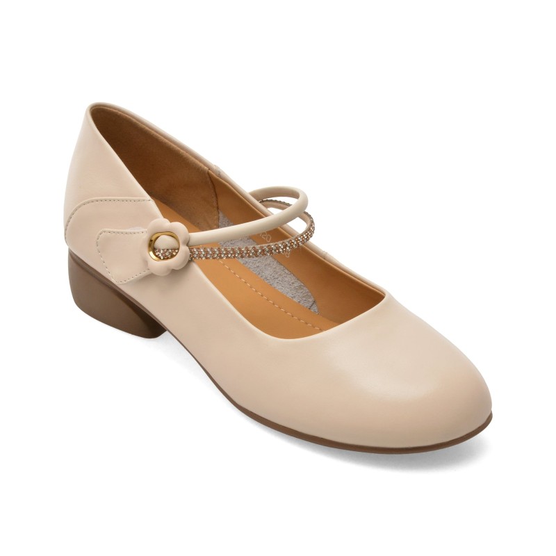 Balerini IMAGE bej, 6120, din piele naturala