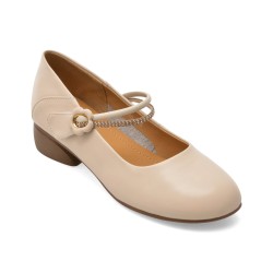 Balerini IMAGE bej, 6120, din piele naturala