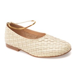 Balerini GOLD DEER bej, 420727, din piele naturala